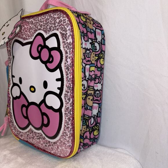Hello Kitty Insulated Lunch Bag Softshell Sparkle Zip Around 10x8 Inch NWT - Picture 3 of 10